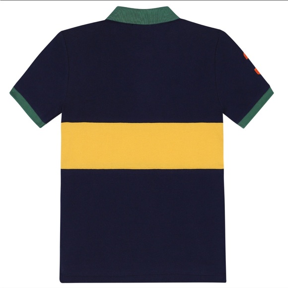 Polo Ralph Lauren Boy Big Pony Cotton Mesh Polo Shirt Rugby Stripe Pique - Picture 2 of 8